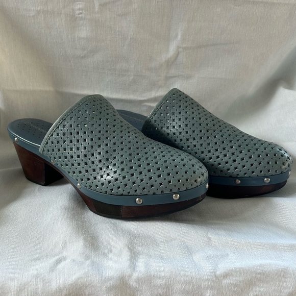 Adidas Rockport Blue Leather Clogs Adiprene Comfort Vintage Style Women’s 8 - Picture 2 of 9